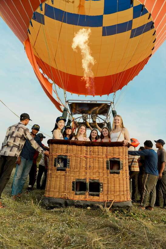 Angkor Stunning Hot Air Balloon - Cambodian Countryside From the Sky: Rice Fields and Villages